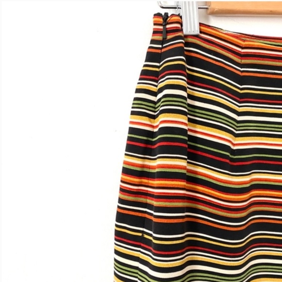 1990’s Silk Jones New York Striped Wrap Mini Skirt, Earthy Colours, Green Orange - Picture 6 of 8